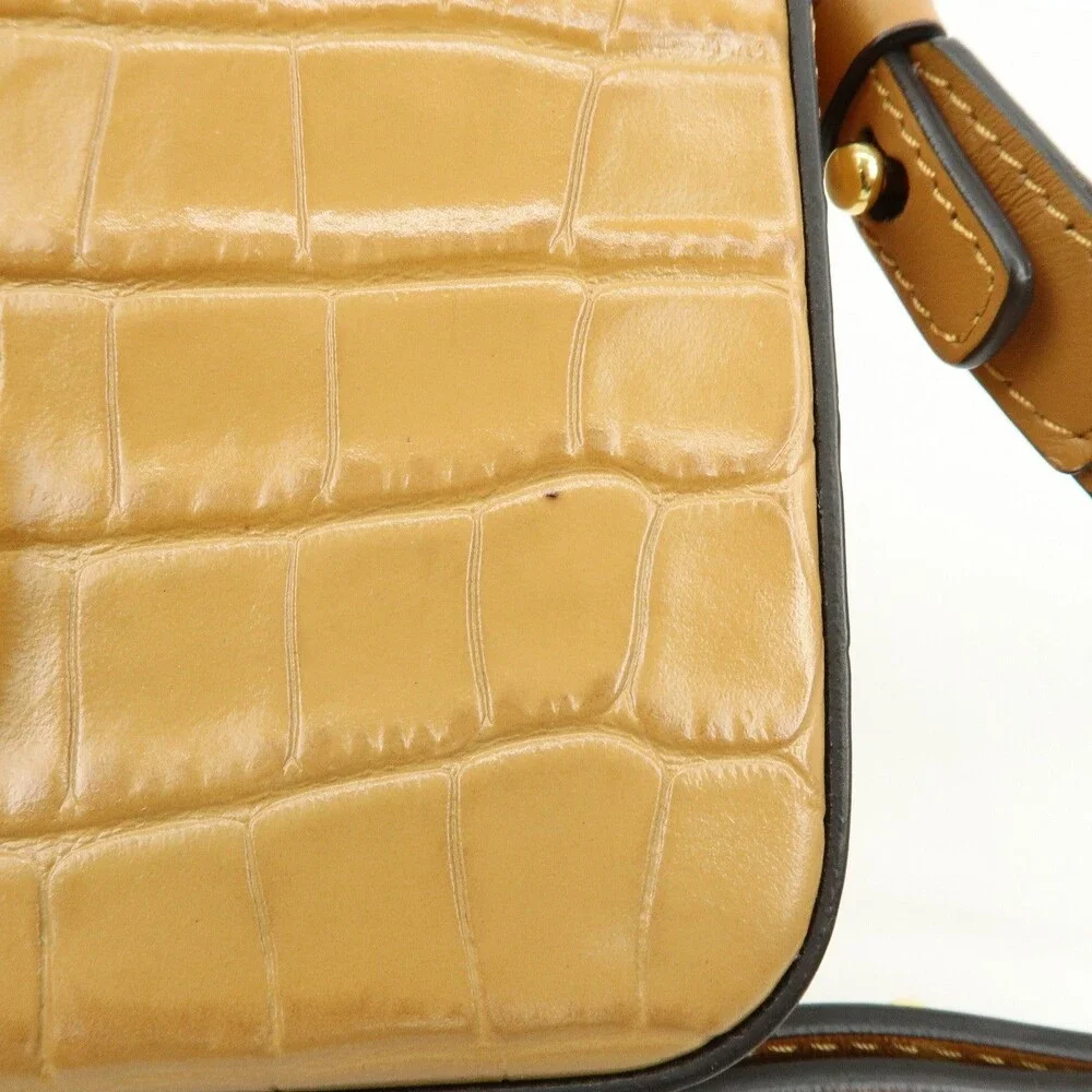 Chloe C Croc-Embossed Calfskin Handbag Beige